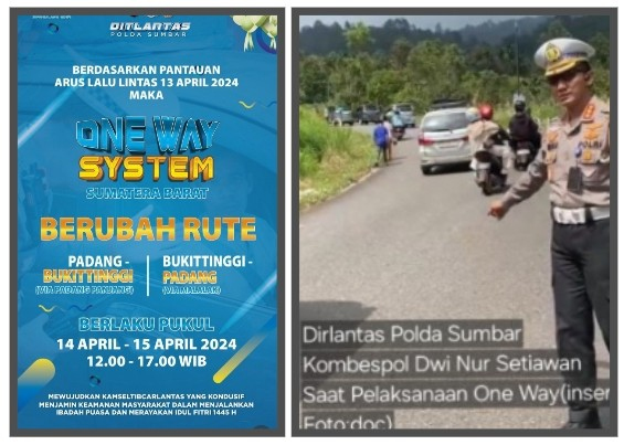Arus Lalin ke Bukittinggi Lebih Besar, Dirlantas Polda Sumbar Ubah Rute One&nbsp;Way