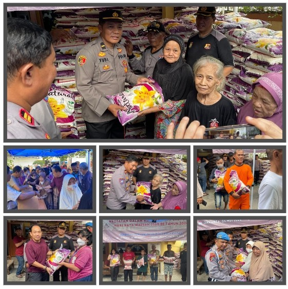 Sambut Hari Raya Waisak, Polsek Grogol Petamburan salurkan 1000 Karung Beras Untuk Para Lansia