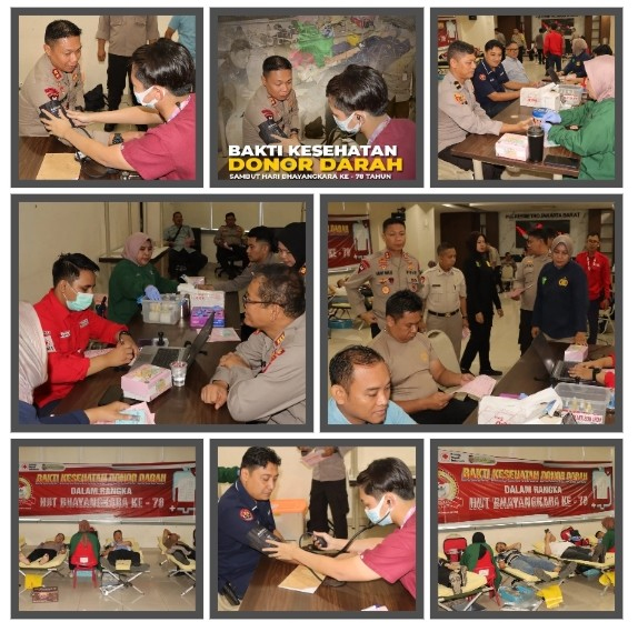 Sambut Hari Bhayangkara ke-78: Dokkes Polres Metro Jakarta Barat dan PMI Gelar Bakti Kesehatan Donor Darah